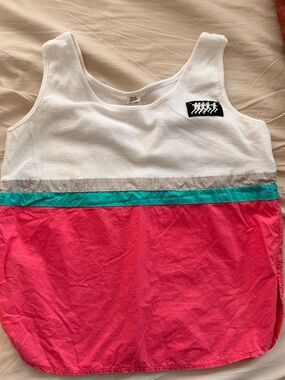 Women’s Colorblock Tank Top with Pink and Teal Panels